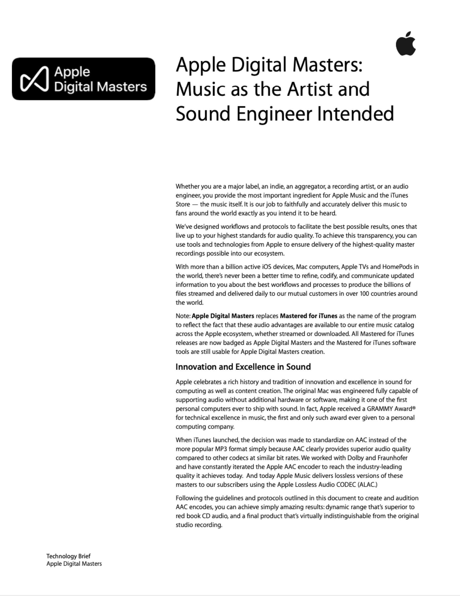 Apple Digital Masters Document