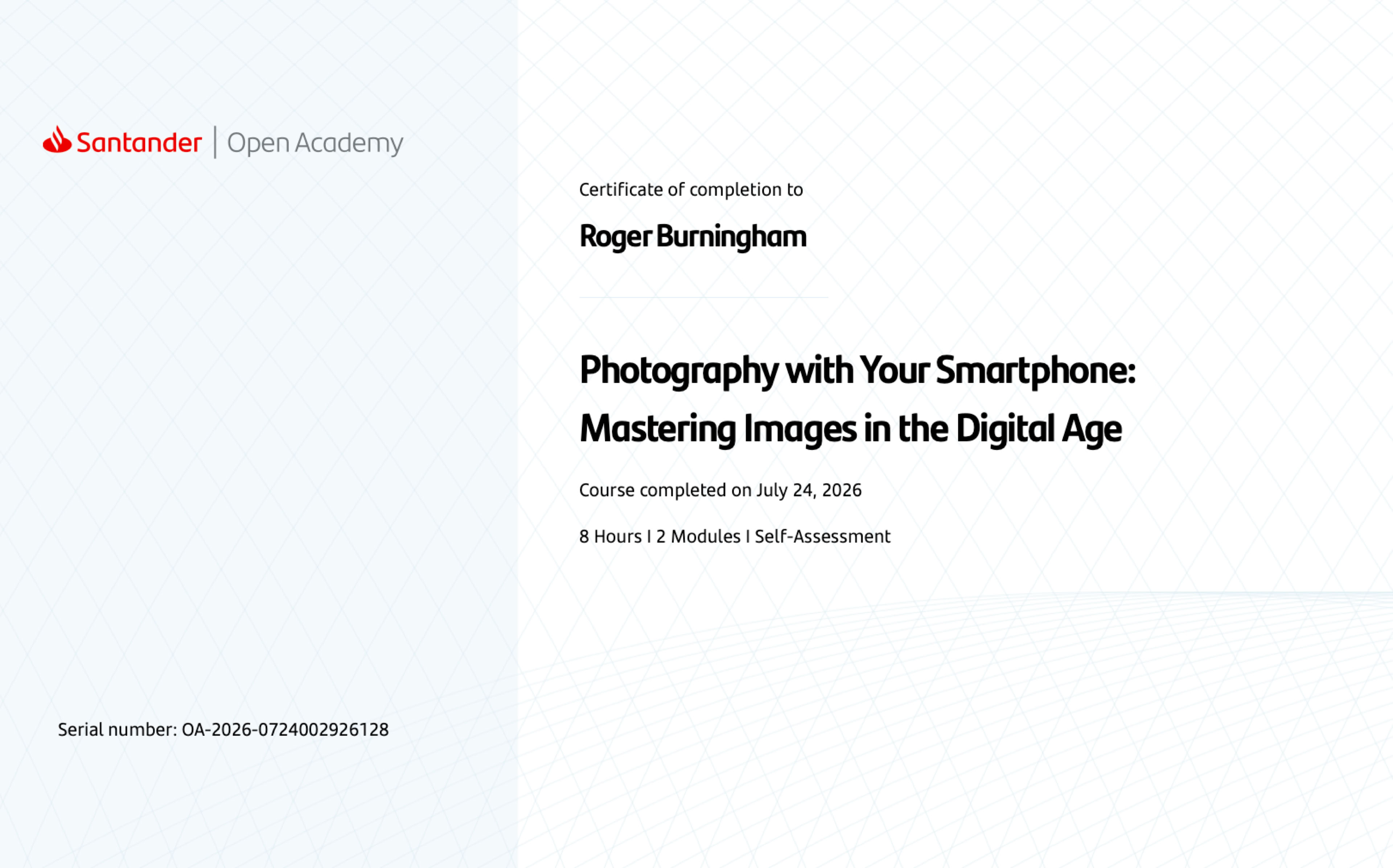 Bognor Design Studios Cyber Security training certificate