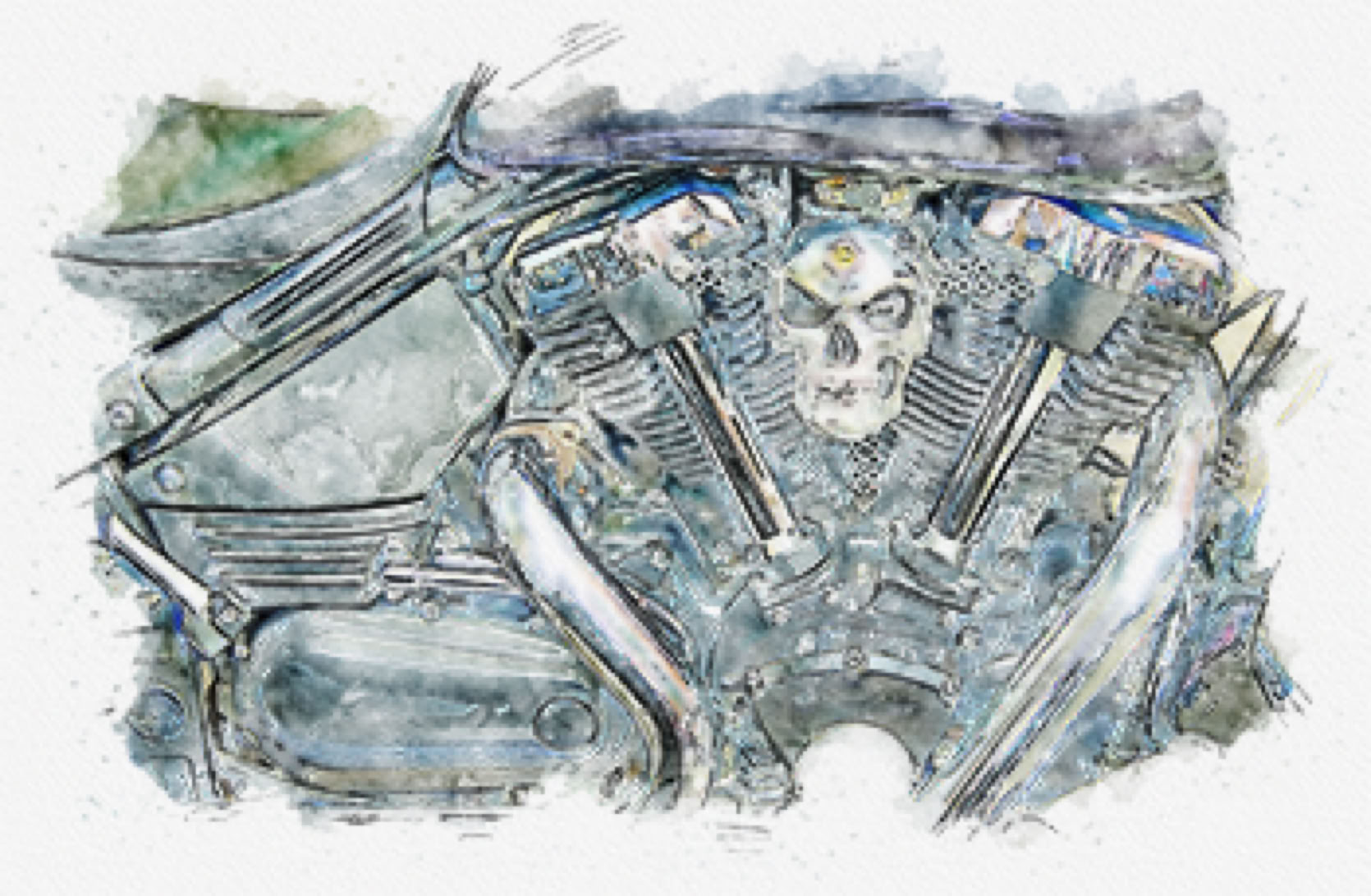 Close up of devils bike outline drawing